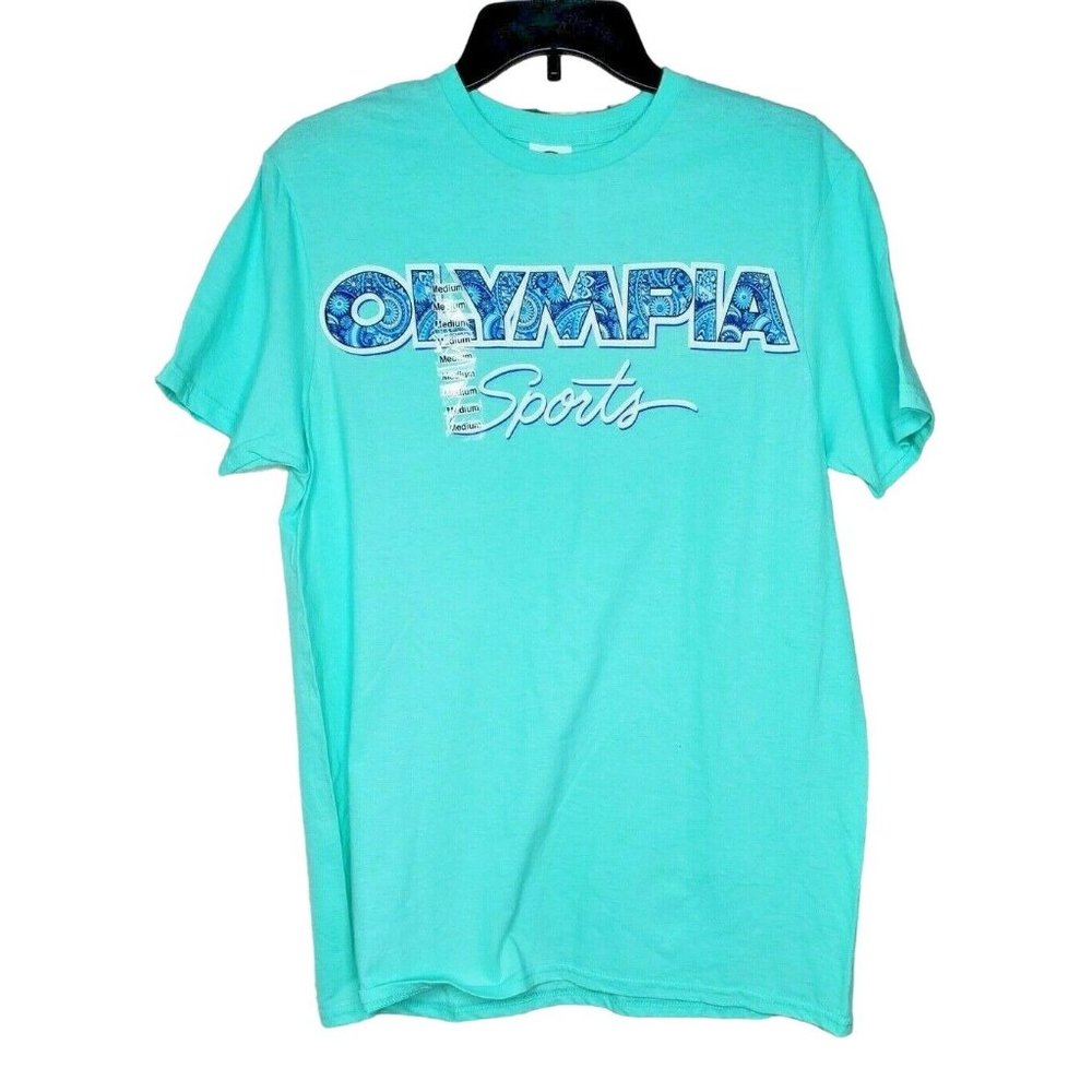 Delta Soft Medium Olympia Sports Medium Teal Blue Preshrunk Cotton T Shirt